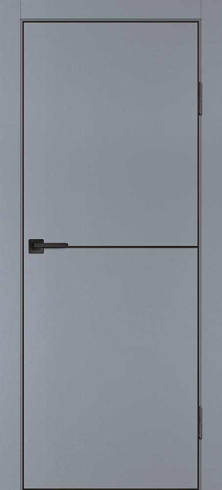 Межкомнатная дверь P-19  черный молдинг PET,  кромка ABS черная c 4-х ст. Серый матовый
