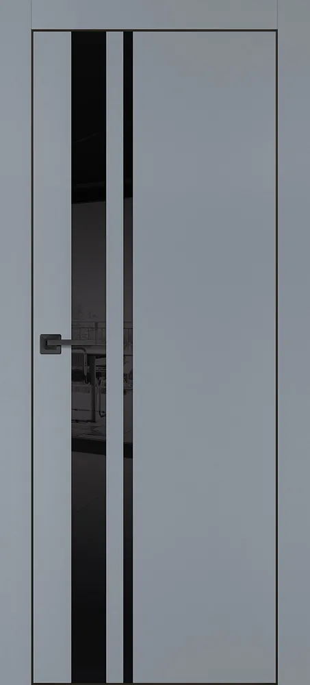Межкомнатная дверь PX-16 черная кромка с 4-х ст. Серый матовый