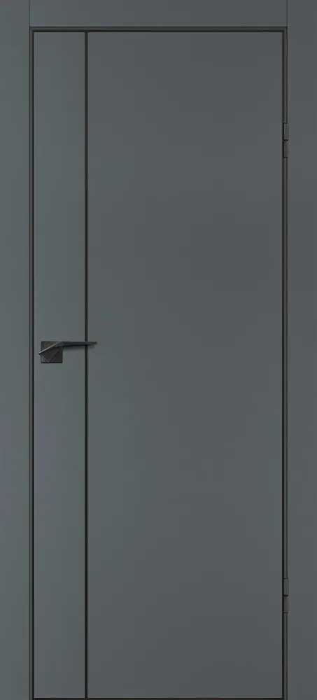Межкомнатная дверь P-21  черный молдинг PET,  кромка ABS черная c 4-х ст. Графит матовый